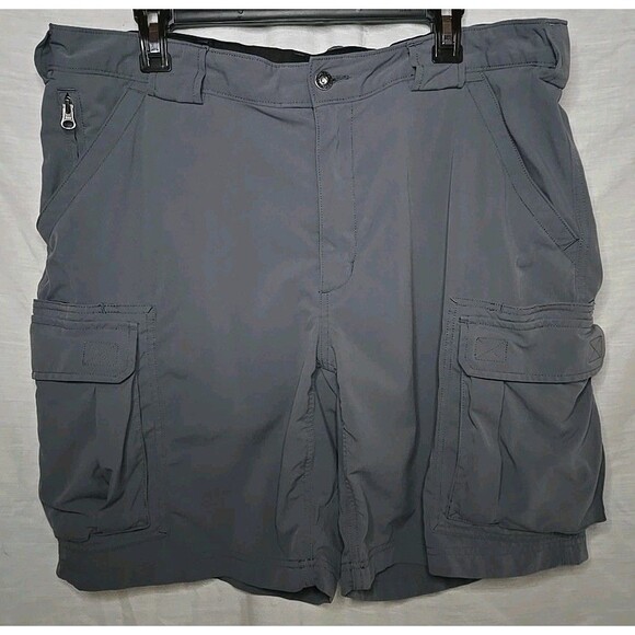 Duluth Trading Co Cargo Hiking Shorts, Sz XL, 100% Nylon Gray/Blue - Picture 1 of 8